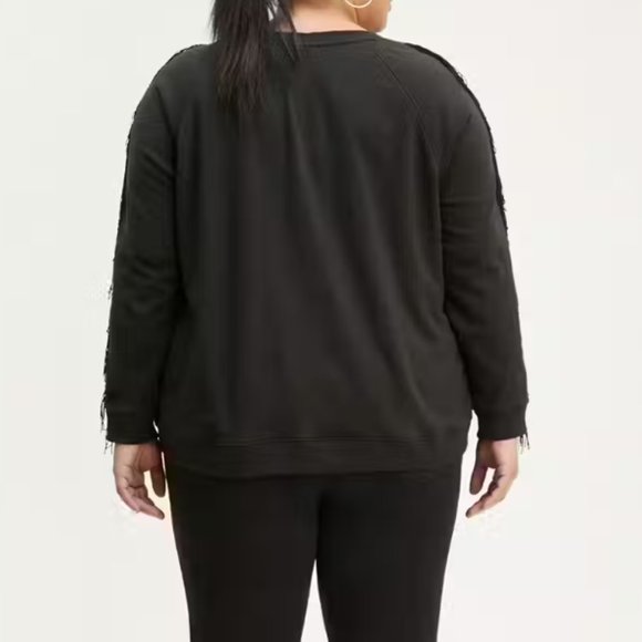 Levi's Reese Crewneck Black Sweatshirt with Fringe Plus Size 1X NWT - Picture 2 of 5